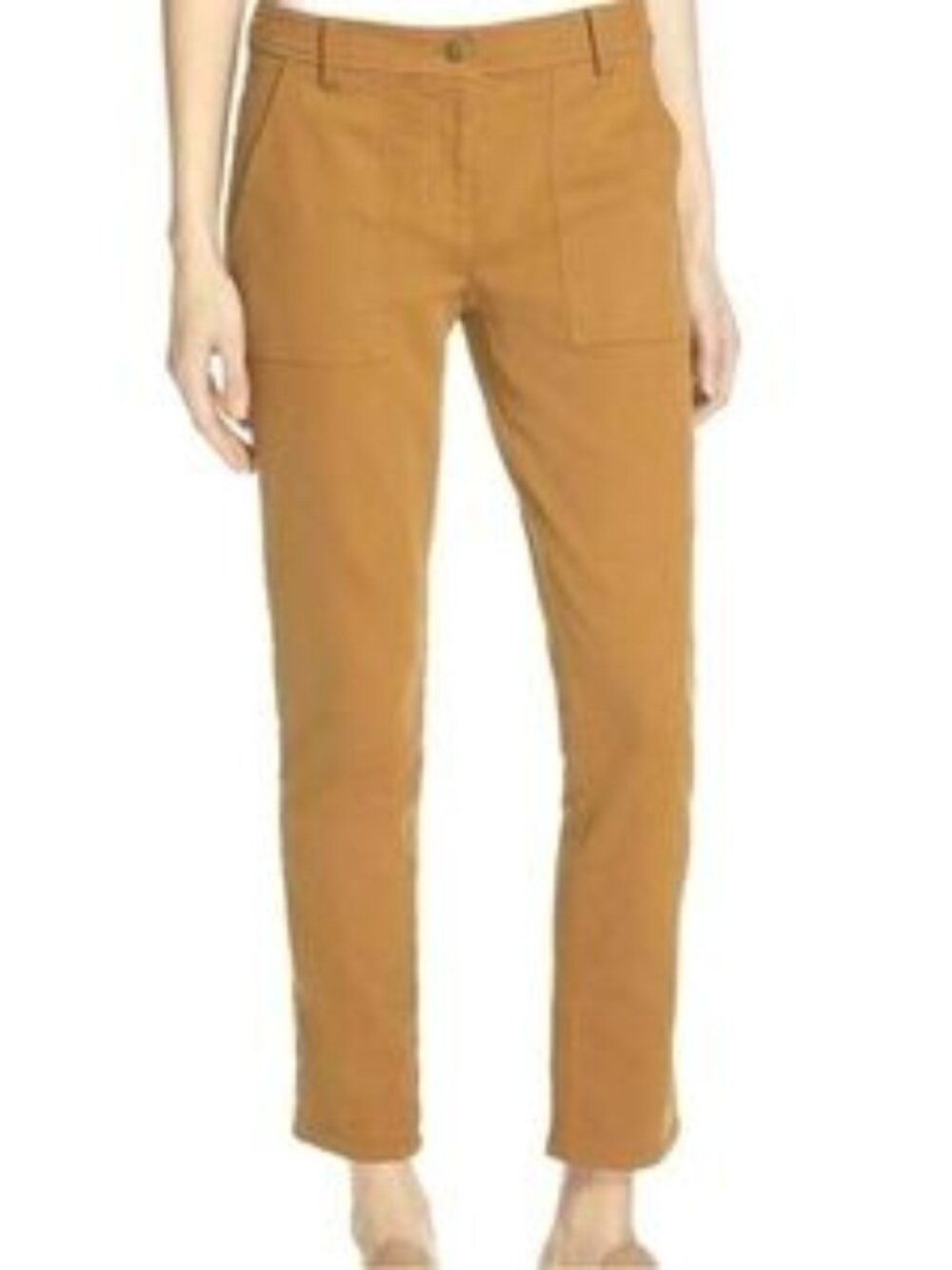 Eileen Fisher sz 4 Rich Teddy Brown Stretchy Organic Cotton Utility Trouser Pant